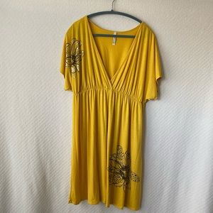 Mi Manchi Yellow Short-Sl Dress, Size 3X